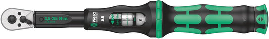 Wera Click Torque A 5 Adjustable Torque Wrench, 1/4" Square Drive, 2.5 - 25 Nm, 05075604001