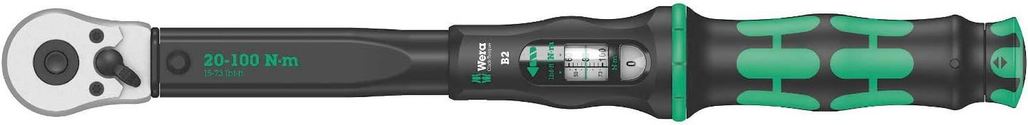 Wera Click Torque B 2 Adjustable Torque Wrench, 3/8" Square Drive, 20 - 100 Nm, 05075611001