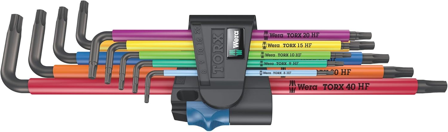 Wera 967 TX XL Multicolour HF 1 Holding-Function BlackLaser Long TORX® L-key set, TX 8-40, 9pc, 05024470001