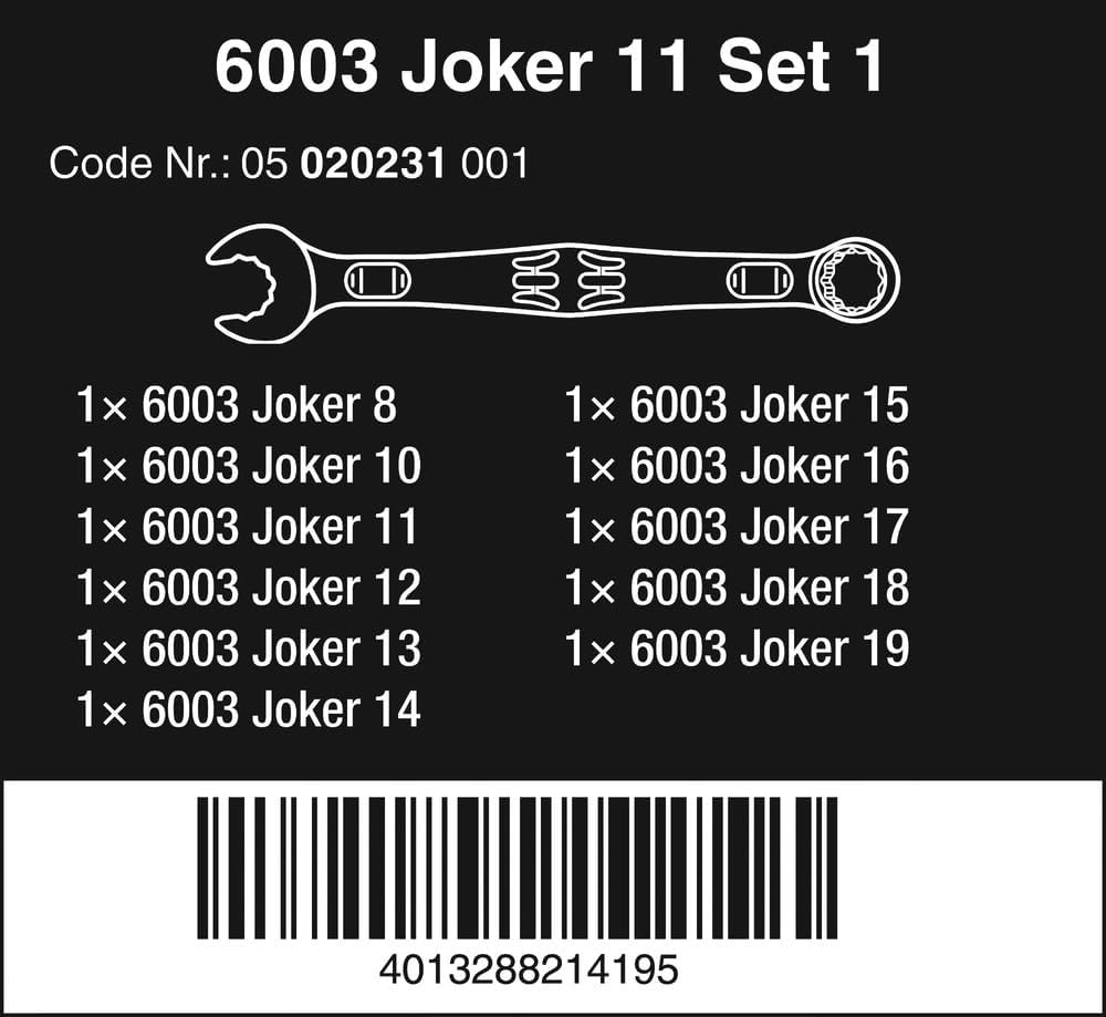 Wera 05020231001 6003 Joker 11 Set 1 Combination Wrench