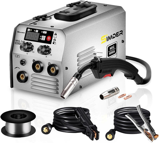 SSIMDER MIG Welder 240V Gasless MIG MMA 2 in 1 Welding Machine Flux Core Welder 220V 140Amp IGBT Inverter Welder MIG No Gas